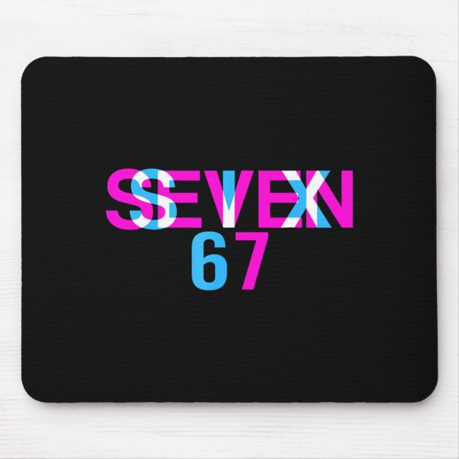 Glitch Optical Illusion Funny Six Seven 67 Meme Ge Mouse Mat (Front)