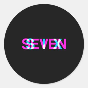 Glitch Optical Illusion Six Seven 6 7 Meme Gen Alp Classic Round Sticker