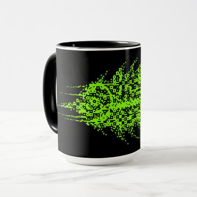 Glitch Pixel Code Fish  Mug (Front Left)
