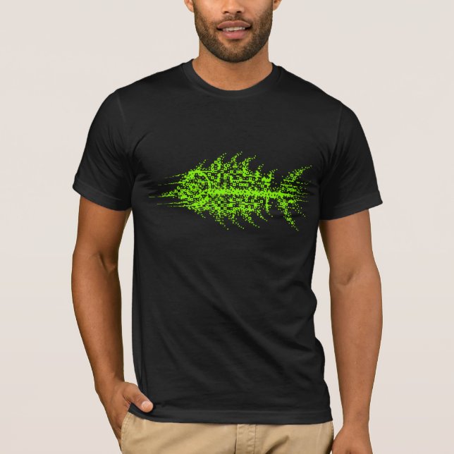 Glitch Pixel Code Fish  T-Shirt (Front)