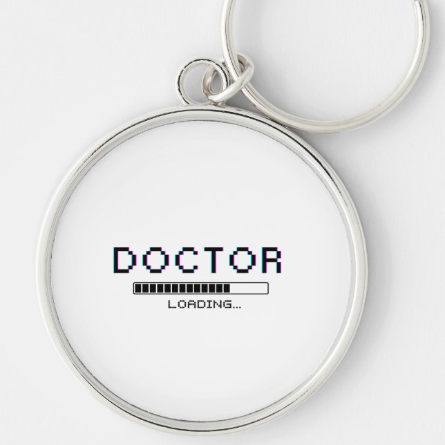 Glitch Pixel Doctor Loading Humour Key Ring (Front)