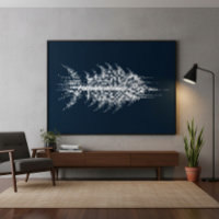 Glitch Pixel White Fish Wall Art