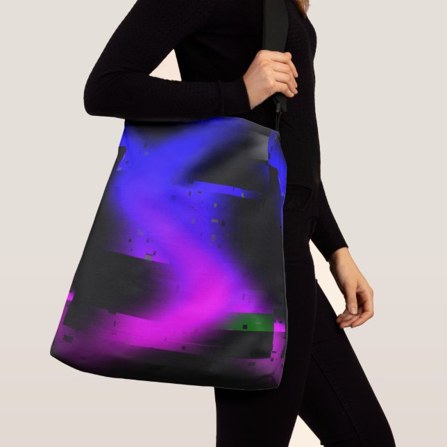 Glitch Plasma Black Crossbody Bag (Close Up)