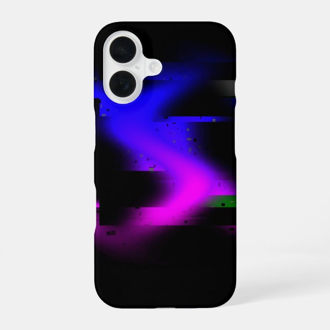 Glitch Plasma Black iPhone 16 Case (Back)