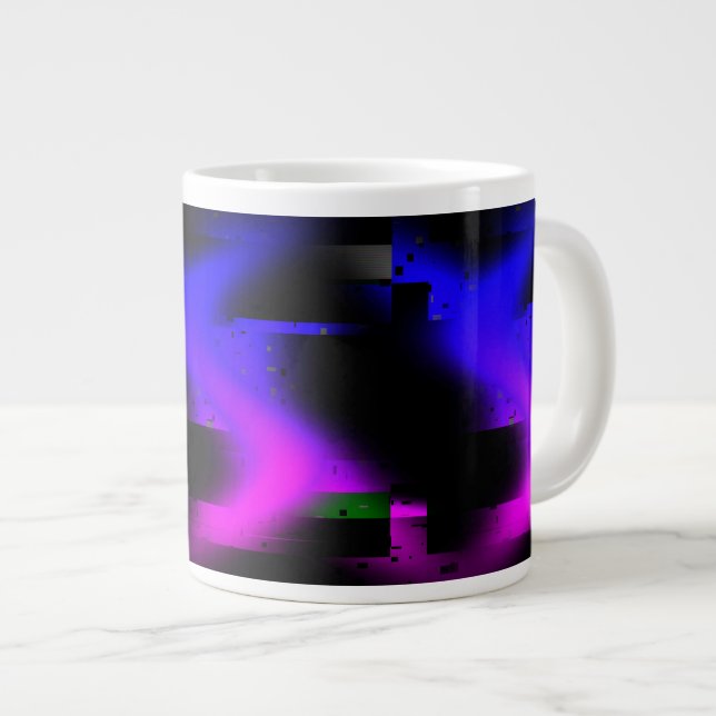 Glitch Plasma Black Large Coffee Mug (Front Right)