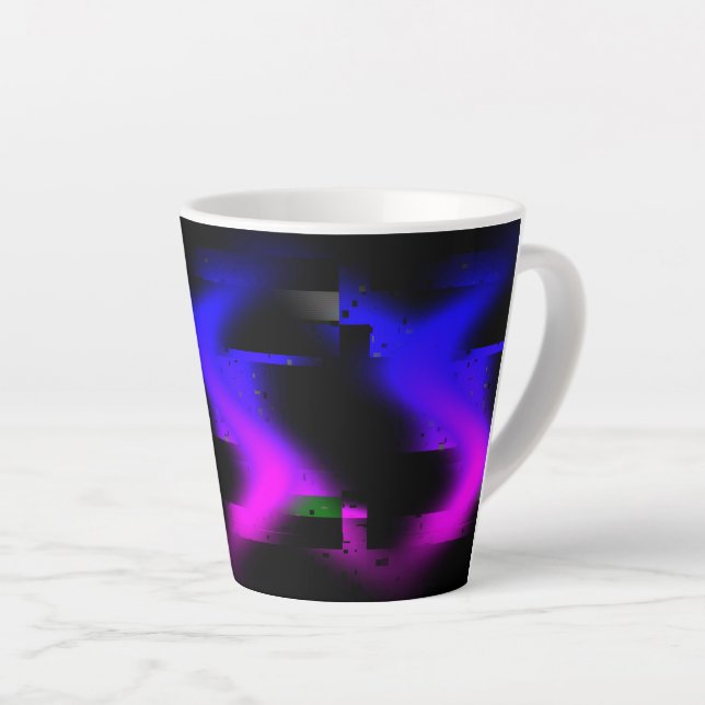 Glitch Plasma Black Latte Mug (Right Angle)