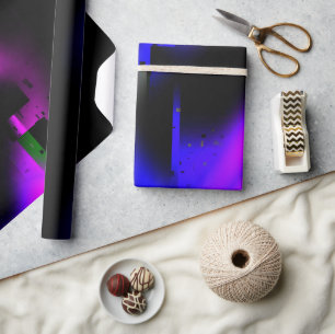 Glitch Plasma Black Wrapping Paper