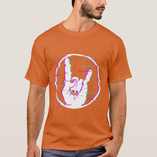 Glitch Sign of the Horns Sign Hand Rock and Metal  T-Shirt