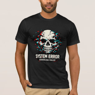 Glitch Skull System Error T-Shirt Cyberpunk
