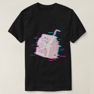 Glitch Strawberry Milk Aesthetic Art T-Shirt
