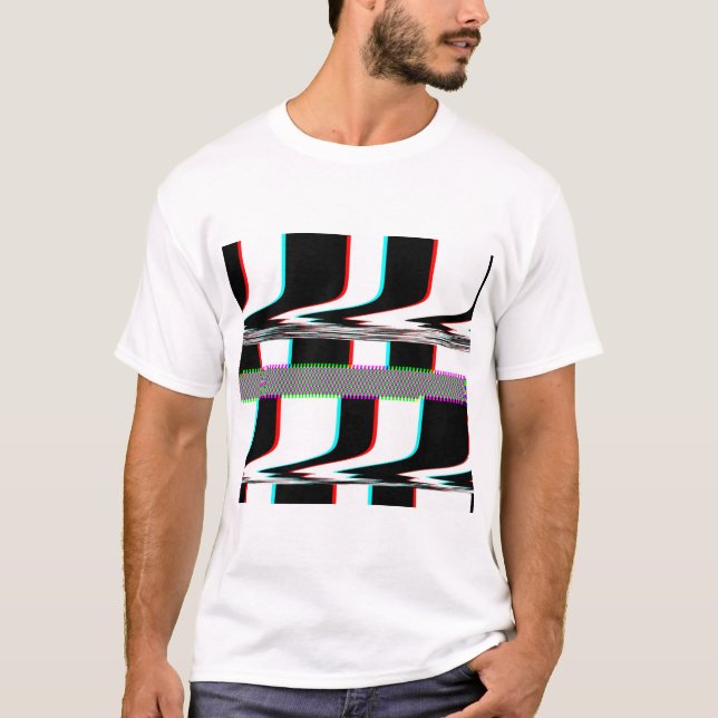 Glitch stripes and checkerboard T-Shirt (Front)