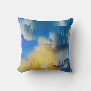 Glitch Sunset Abstract Landscape Cushion