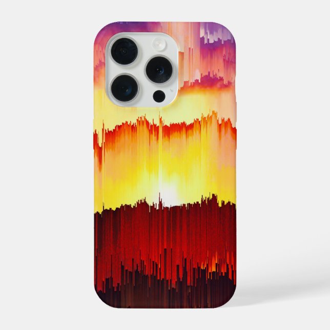 Glitch Sunset Sky Abstract Art iPhone Case (Back)