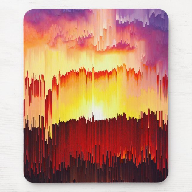Glitch Sunset Sky Abstract Art Mouse Mat (Front)