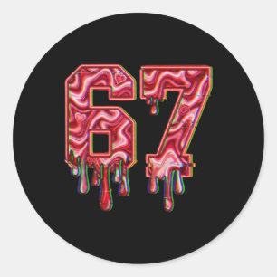 Glitch Swirl Six Seven Drip 6 7 Valentine Day Gen Classic Round Sticker