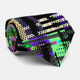 Glitch tech abstract pattern print tie