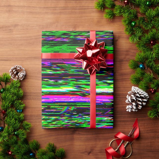 Glitch tech abstract pattern wrapping paper (Holiday Gift)