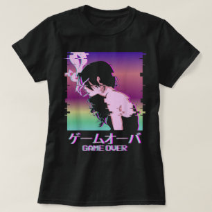 Glitch Vaporwave Anime Game Over Art T-Shirt