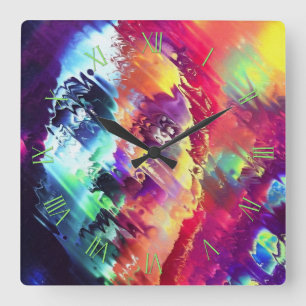Glitch vision square wall clock