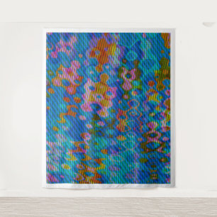 Glitch Wave Interference Psychedelic Op Art Tapestry