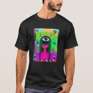 Glitchcore Anime Demon Girl Eye weirdcore clothes  T-Shirt