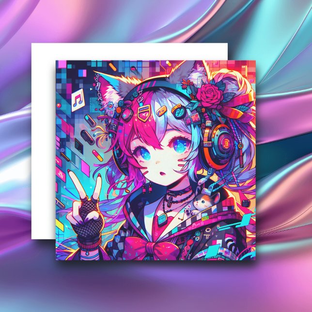 Glitchcore Colourful Anime Girl Artwork Blank (Creator Uploaded)