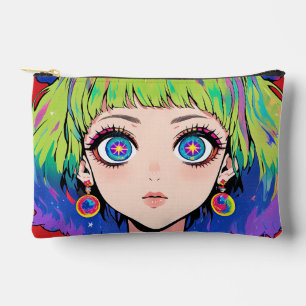Glitchcore Space Girl With Star Eyes Accessory Pouch