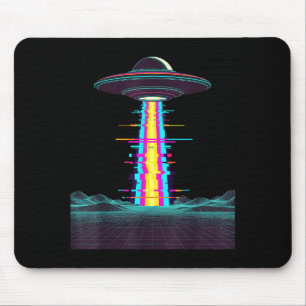 Glitchcore ufo abduction synthwave vaporwave alien mouse mat