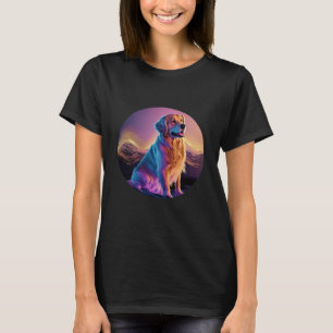 Glitched Out Synthwave Golden Retriever Aesthetic T-Shirt