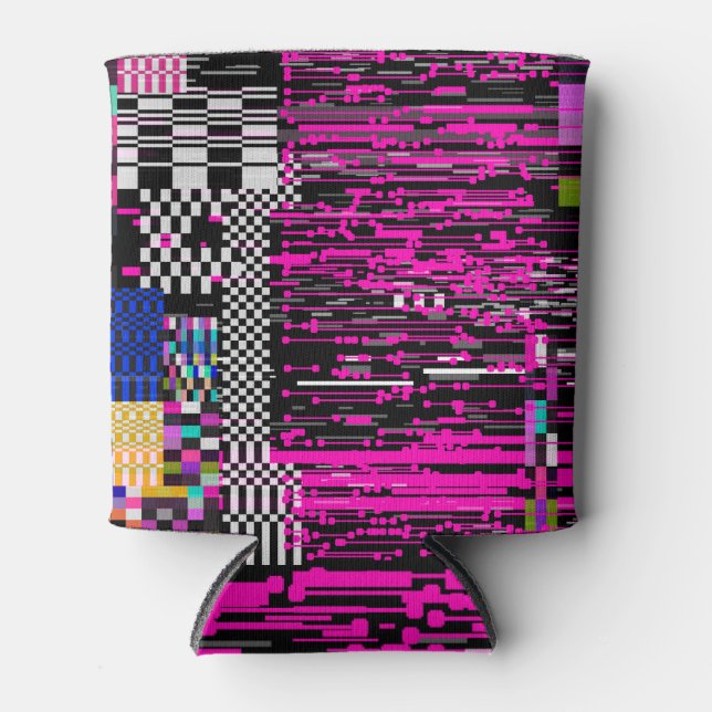 Glitched Retro VHS Screen Style Can Cooler (Front)