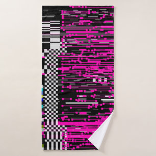 Glitched retro VHS screen with flickers and broken Bath Towel