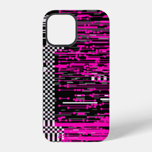 Glitched retro VHS screen with flickers and broken iPhone 12 Case