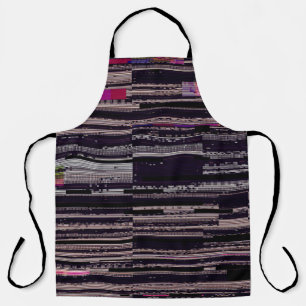 Glitched TV screen with broken pixels. Abstract fu Apron