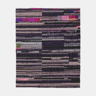 Glitched TV screen with broken pixels. Abstract fu Fleece Blanket