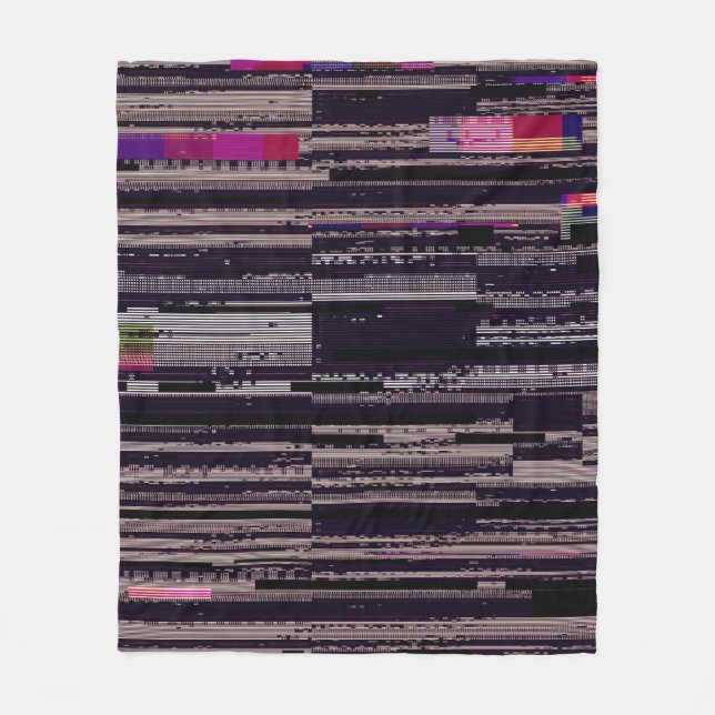 Glitched TV screen with broken pixels. Abstract fu Fleece Blanket (Front)