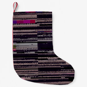 Glitched TV screen with broken pixels. Abstract fu Small Christmas Stocking
