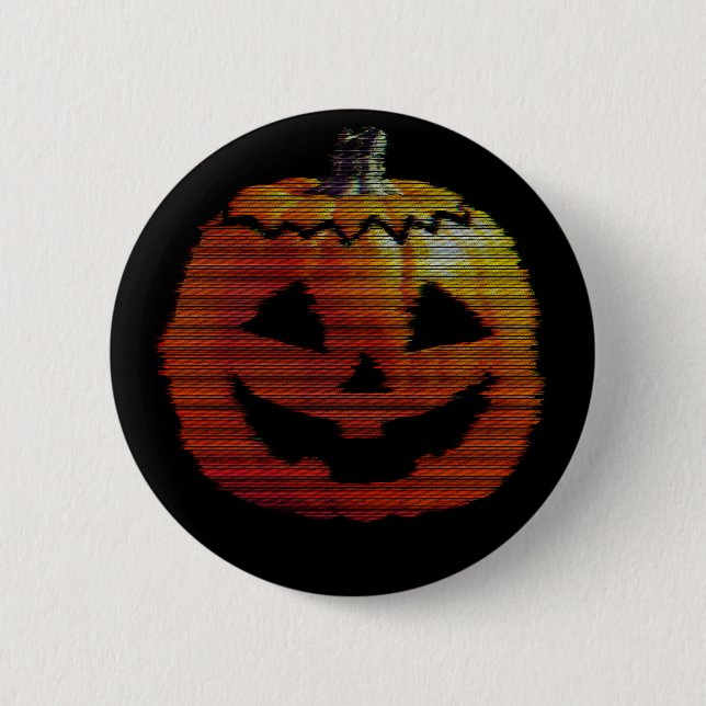 Glitchy TV Pumpkin 6 Cm Round Badge (Front)