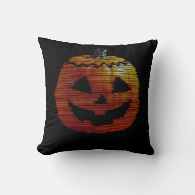 Glitchy TV Pumpkin Cushion (Front)
