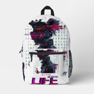 "Glitchy Vibes - Digital Art Backpack" Printed Backpack