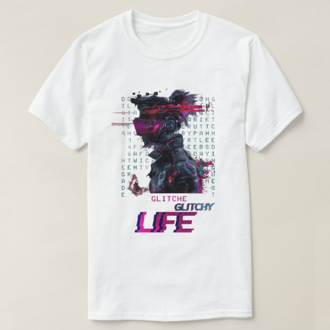 Glitchy Vibes T-Shirt - Bold and Distorted Design (Design Front)