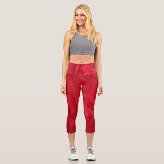 GLITERY RED CAPRI LEGGINGS