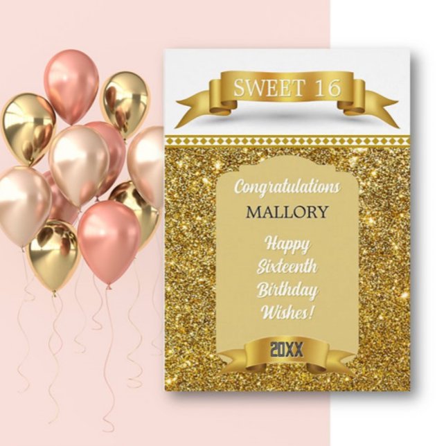 Glitsy! Personalized Sweet 16 Birthday Card (Creator Uploaded)