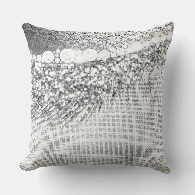 Glitter 16th Makeup Artist Bride Lash Grey Spark Cushion (Front)