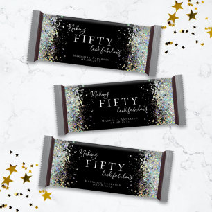 Glitter 50th Birthday Favour Candy Bar Wrapper