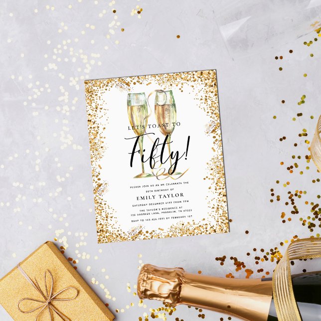 Glitter 50th Birthday Party Budget Invitation (Creator Uploaded)