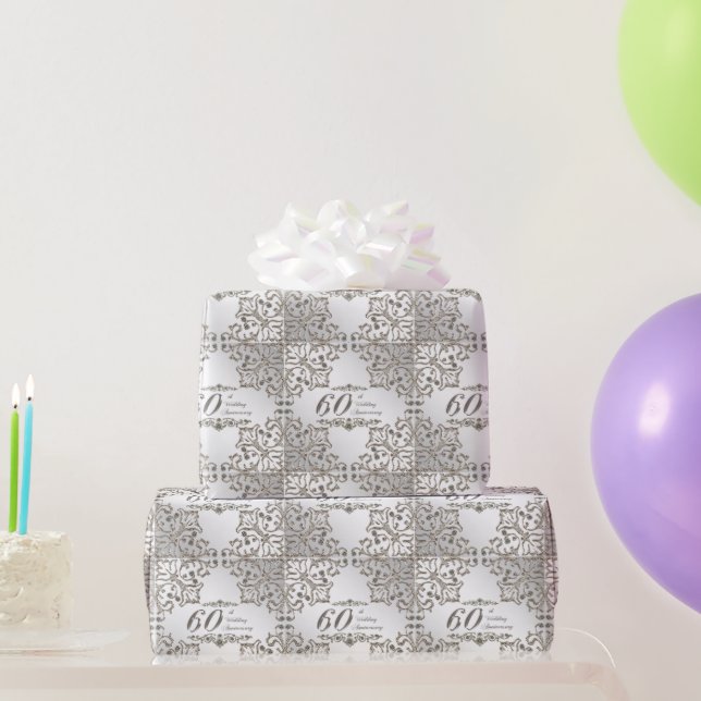 Glitter 60th Diamond Anniversary Wrapping Paper (Party Gifts)