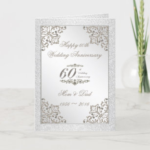 Glitter 60th Diamond Wedding Anniversary Card