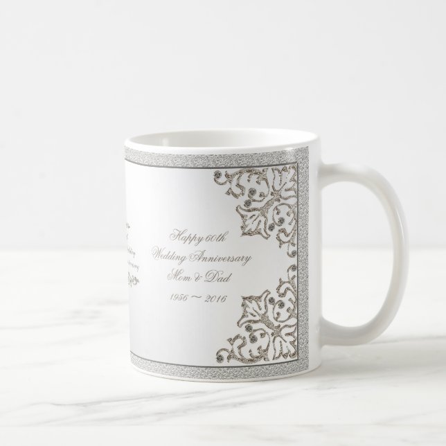 Glitter 60th Diamond Wedding Anniversary Mug (Right)