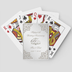 Glitter 60th Diamond Wedding Anniversary Playing Cards