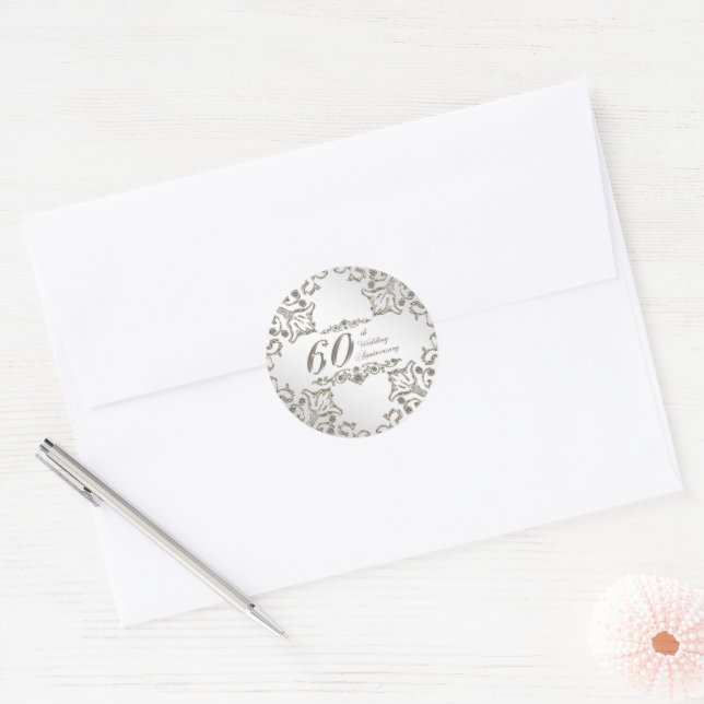 Glitter 60th Diamond Wedding Anniversary Sticker (Envelope)